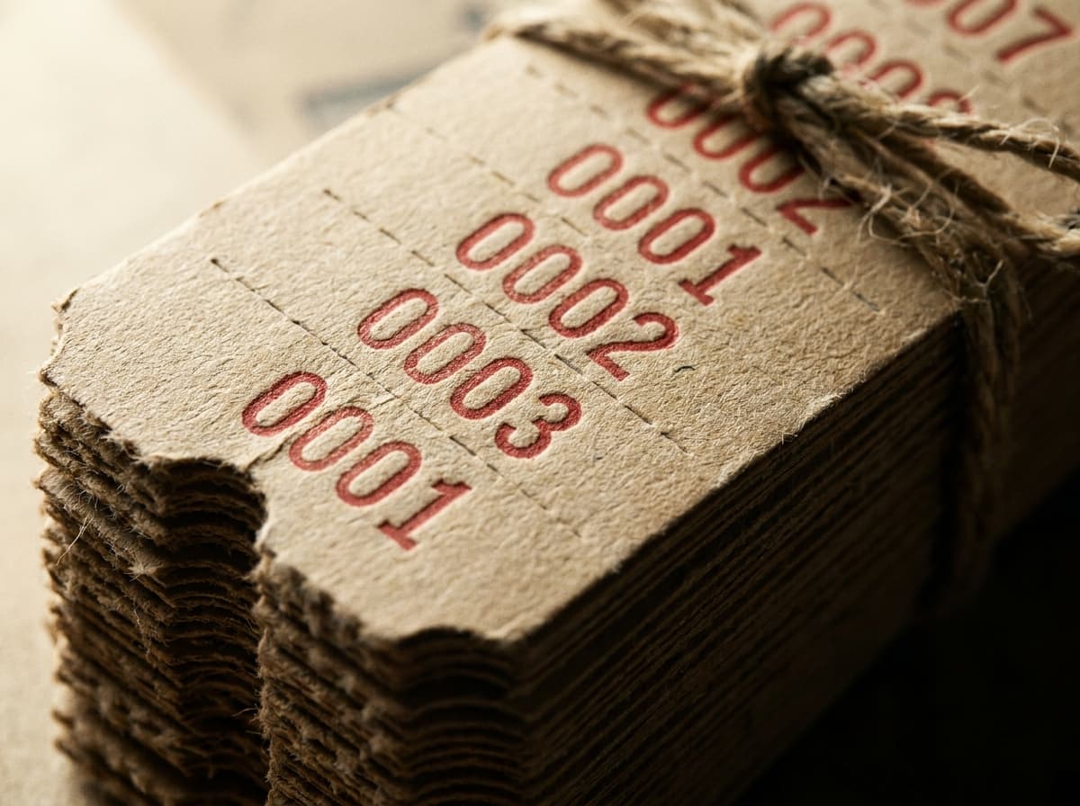Sequential Numbering print finishing detail on premium paper stock
