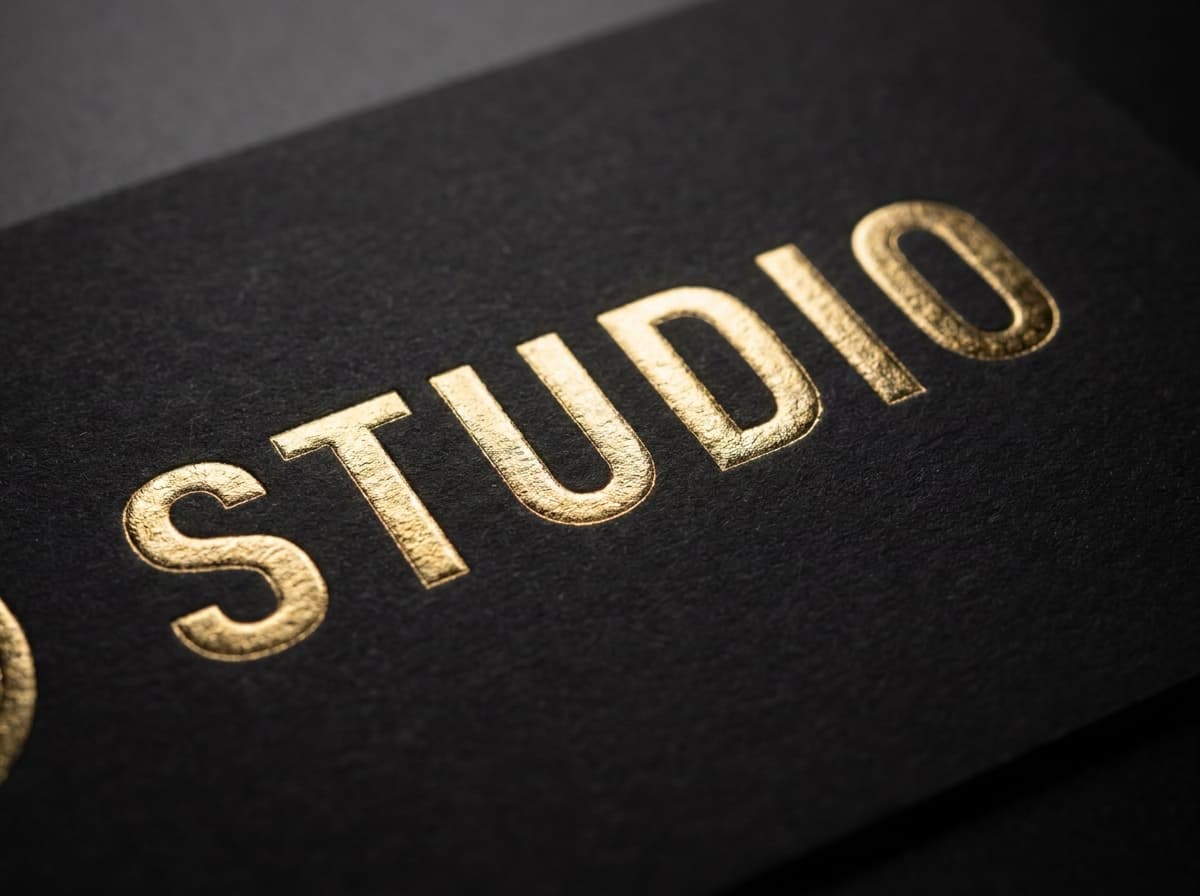 Foil Stamping (Gold) print finishing detail on premium paper stock